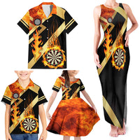 Flaming Dartboard Darts Family Matching Tank Maxi Dress and Hawaiian Shirt Personalized Bold Geometric Patterns - Wonder Print Shop