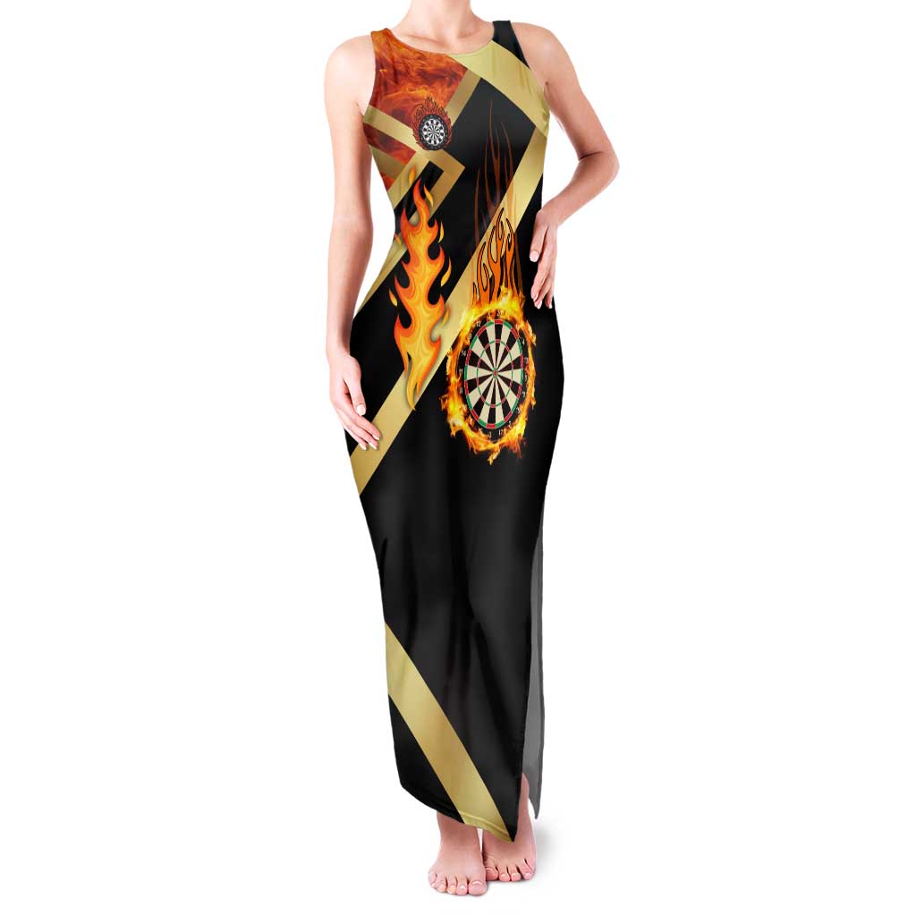 Flaming Dartboard Darts Family Matching Tank Maxi Dress and Hawaiian Shirt Personalized Bold Geometric Patterns - Wonder Print Shop