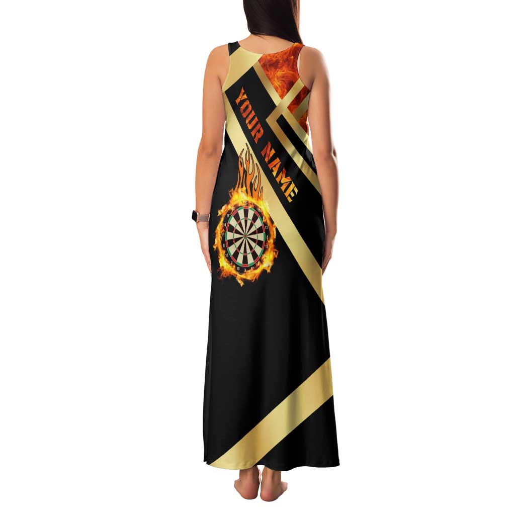 Flaming Dartboard Darts Family Matching Tank Maxi Dress and Hawaiian Shirt Personalized Bold Geometric Patterns - Wonder Print Shop