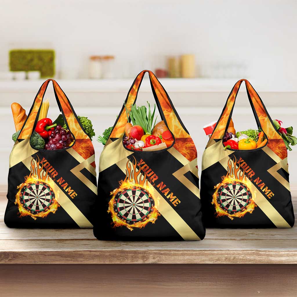 Flaming Dartboard Darts Grocery Bag Personalized Bold Geometric Patterns - Wonder Print Shop