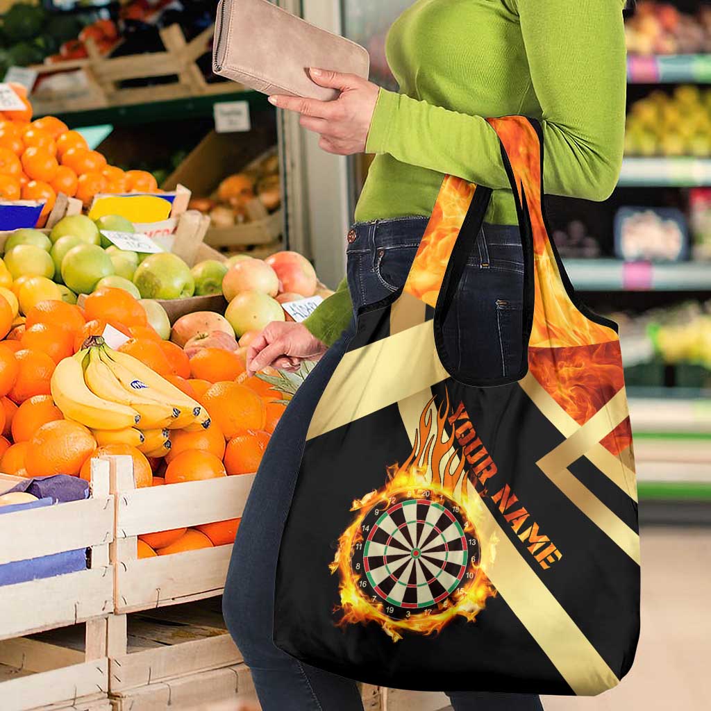 Flaming Dartboard Darts Grocery Bag Personalized Bold Geometric Patterns - Wonder Print Shop