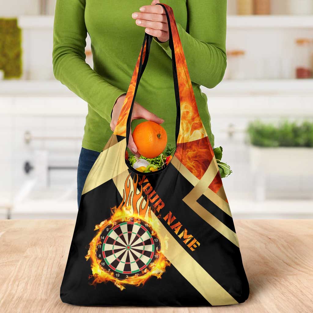 Flaming Dartboard Darts Grocery Bag Personalized Bold Geometric Patterns - Wonder Print Shop