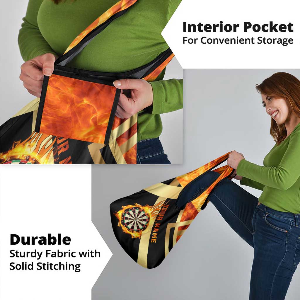 Flaming Dartboard Darts Grocery Bag Personalized Bold Geometric Patterns - Wonder Print Shop