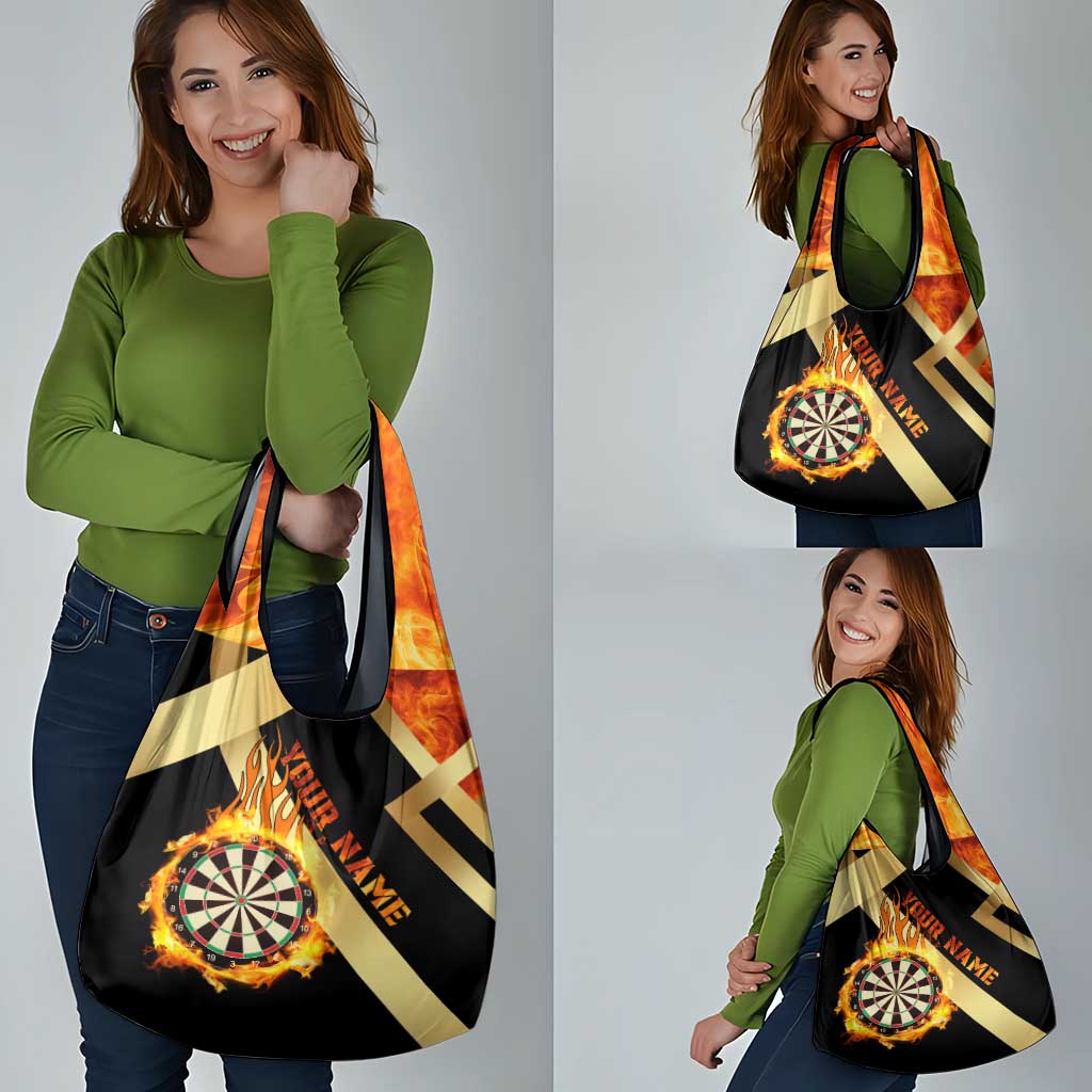 Flaming Dartboard Darts Grocery Bag Personalized Bold Geometric Patterns - Wonder Print Shop