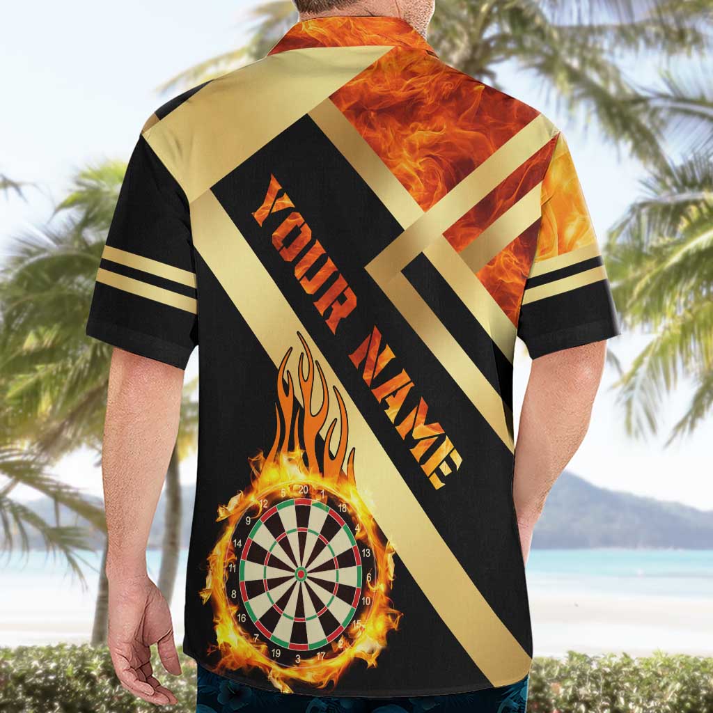 Flaming Dartboard Darts Hawaiian Shirt Personalized Bold Geometric Patterns - Wonder Print Shop