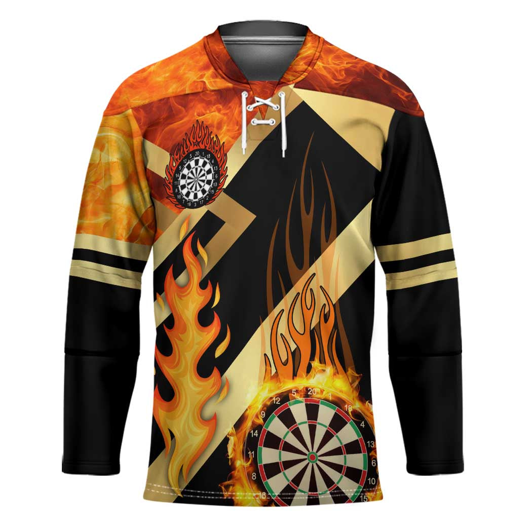 Flaming Dartboard Darts Hockey Jersey Personalized Bold Geometric Patterns - Wonder Print Shop