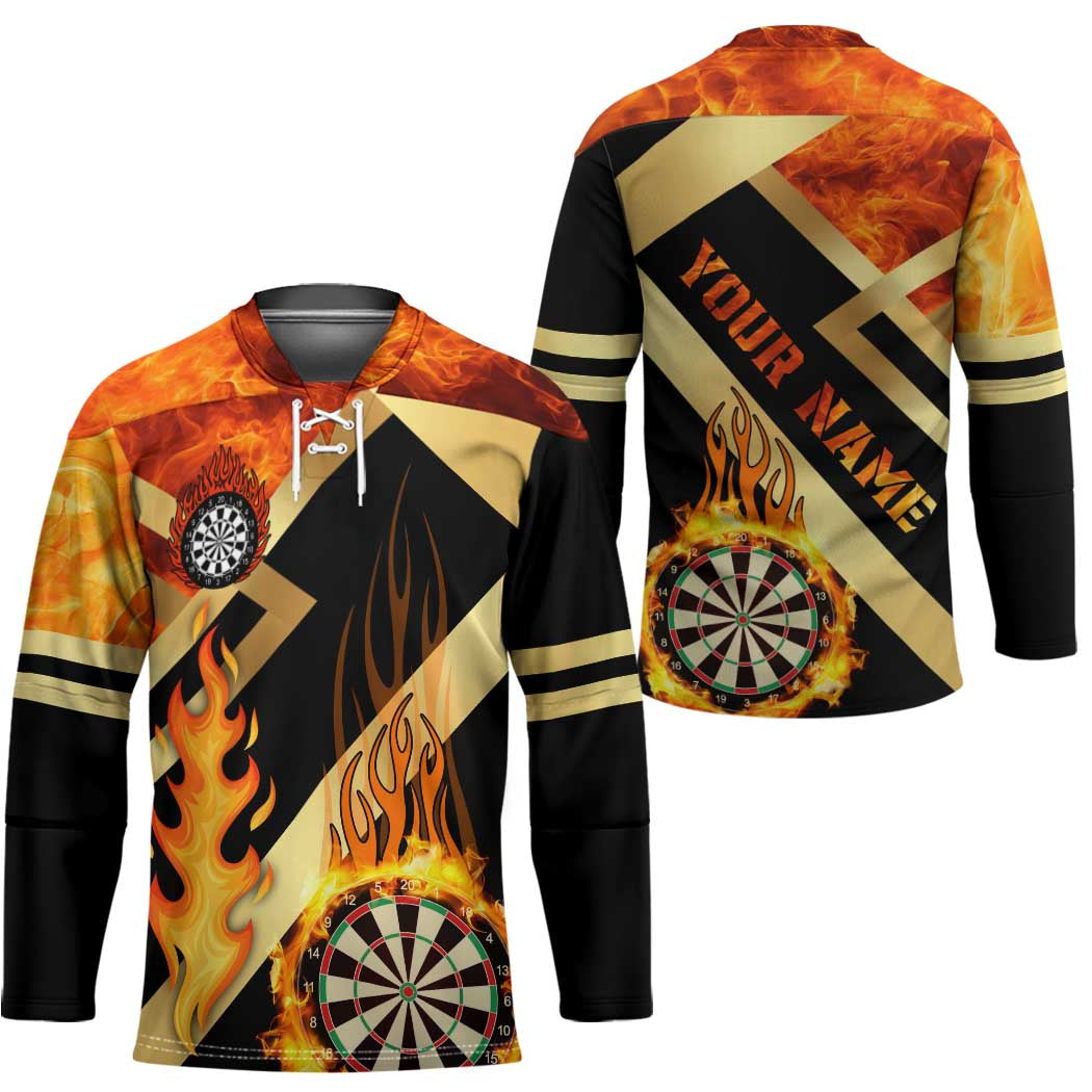 Flaming Dartboard Darts Hockey Jersey Personalized Bold Geometric Patterns - Wonder Print Shop