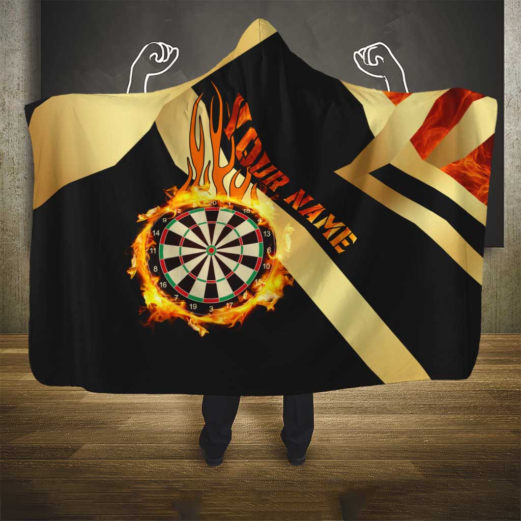 Flaming Dartboard Darts Hooded Blanket Personalized Bold Geometric Patterns - Wonder Print Shop