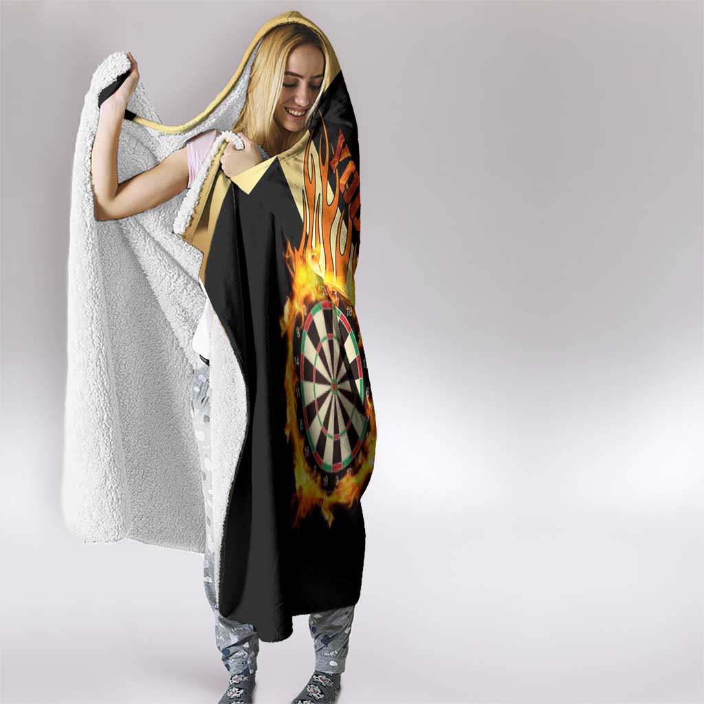Flaming Dartboard Darts Hooded Blanket Personalized Bold Geometric Patterns - Wonder Print Shop