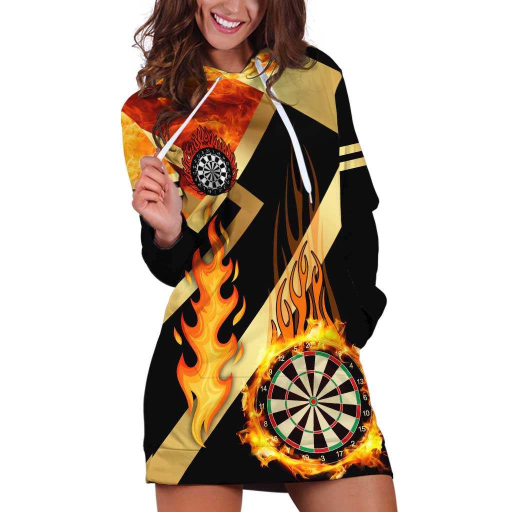 Flaming Dartboard Darts Hoodie Dress Personalized Bold Geometric Patterns - Wonder Print Shop