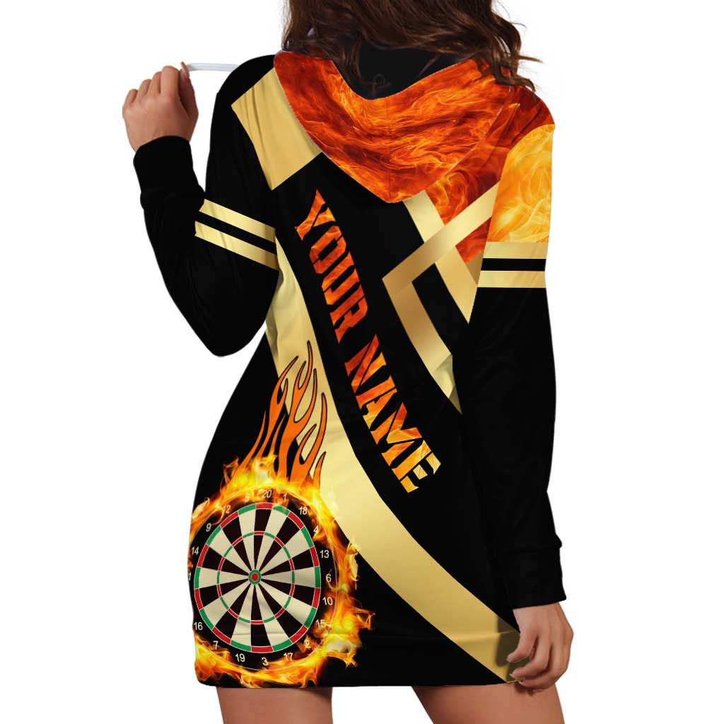 Flaming Dartboard Darts Hoodie Dress Personalized Bold Geometric Patterns - Wonder Print Shop