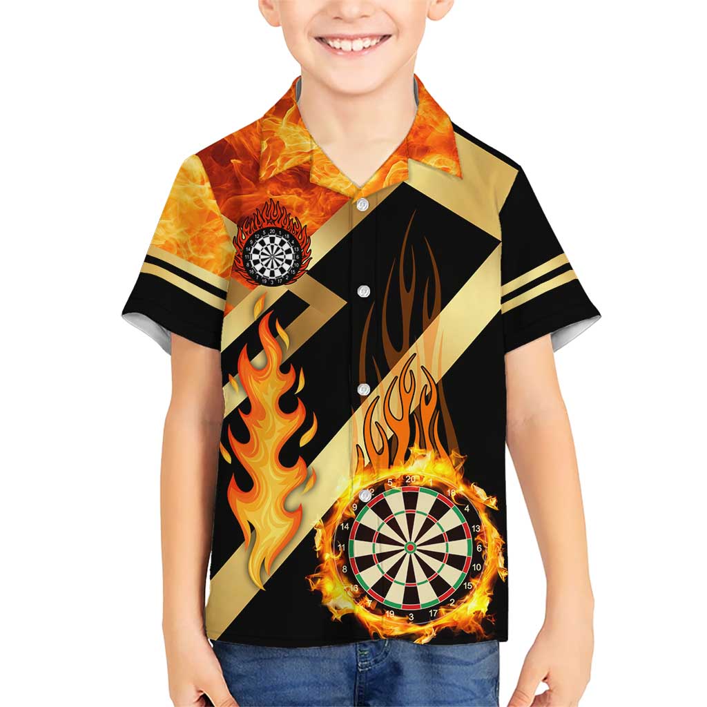 Flaming Dartboard Darts Kid Hawaiian Shirt Personalized Bold Geometric Patterns - Wonder Print Shop