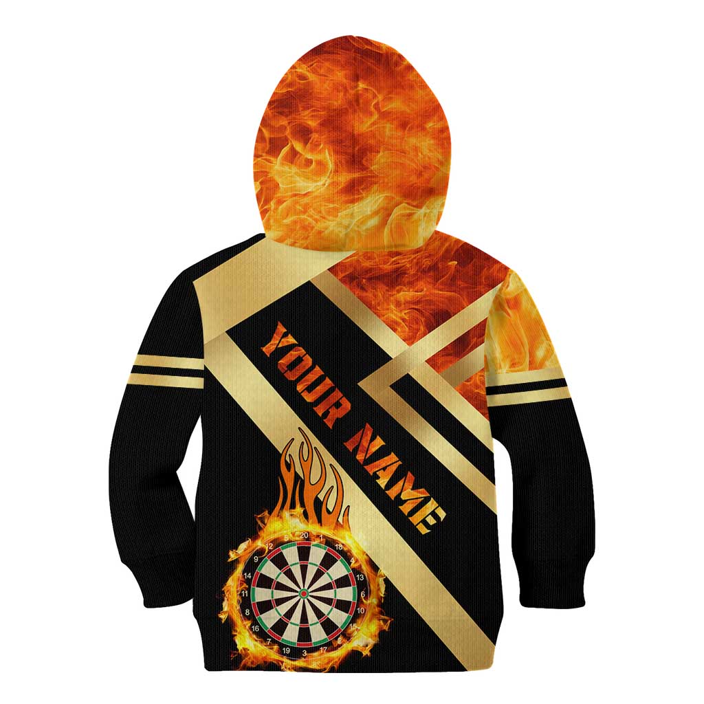 Flaming Dartboard Darts Kid Hoodie Personalized Bold Geometric Patterns - Wonder Print Shop
