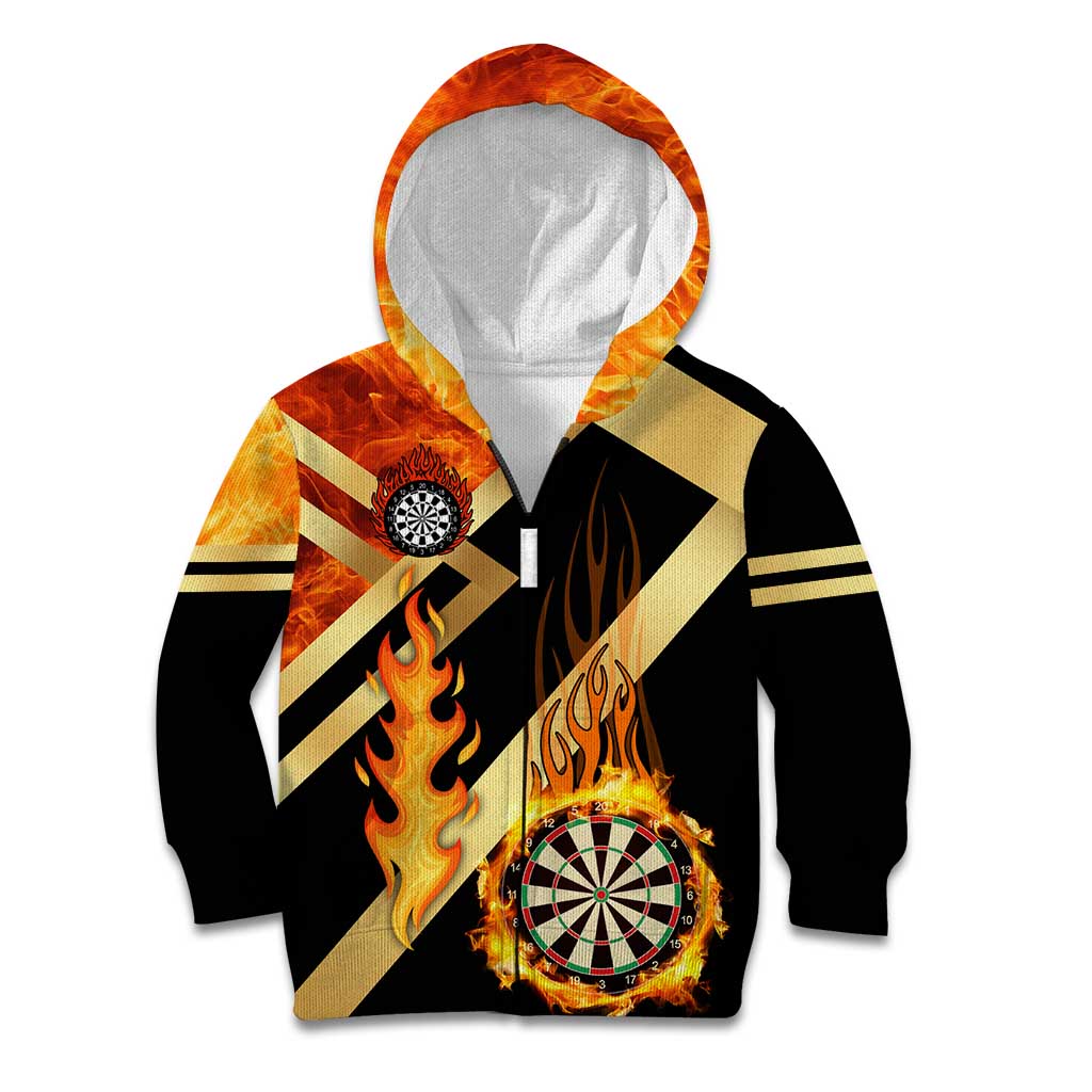 Flaming Dartboard Darts Kid Hoodie Personalized Bold Geometric Patterns - Wonder Print Shop