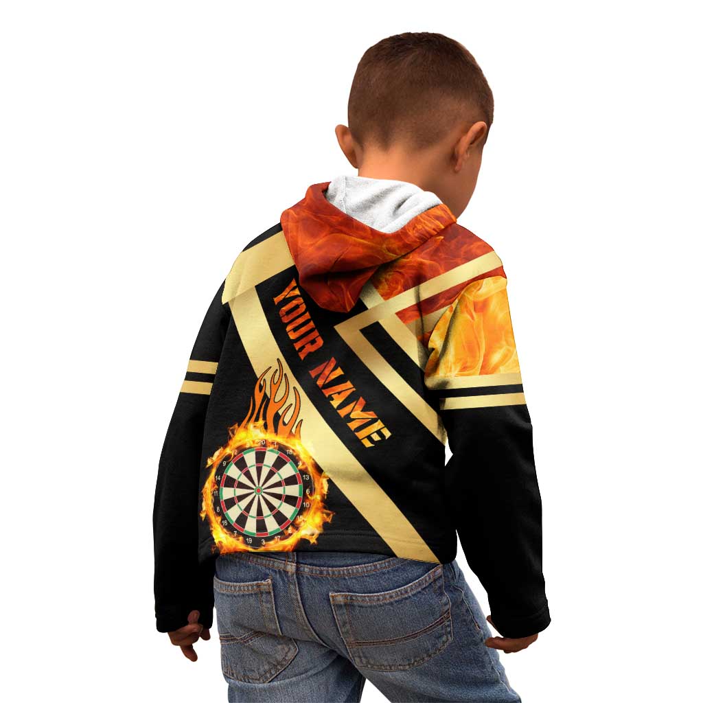 Flaming Dartboard Darts Kid Hoodie Personalized Bold Geometric Patterns - Wonder Print Shop