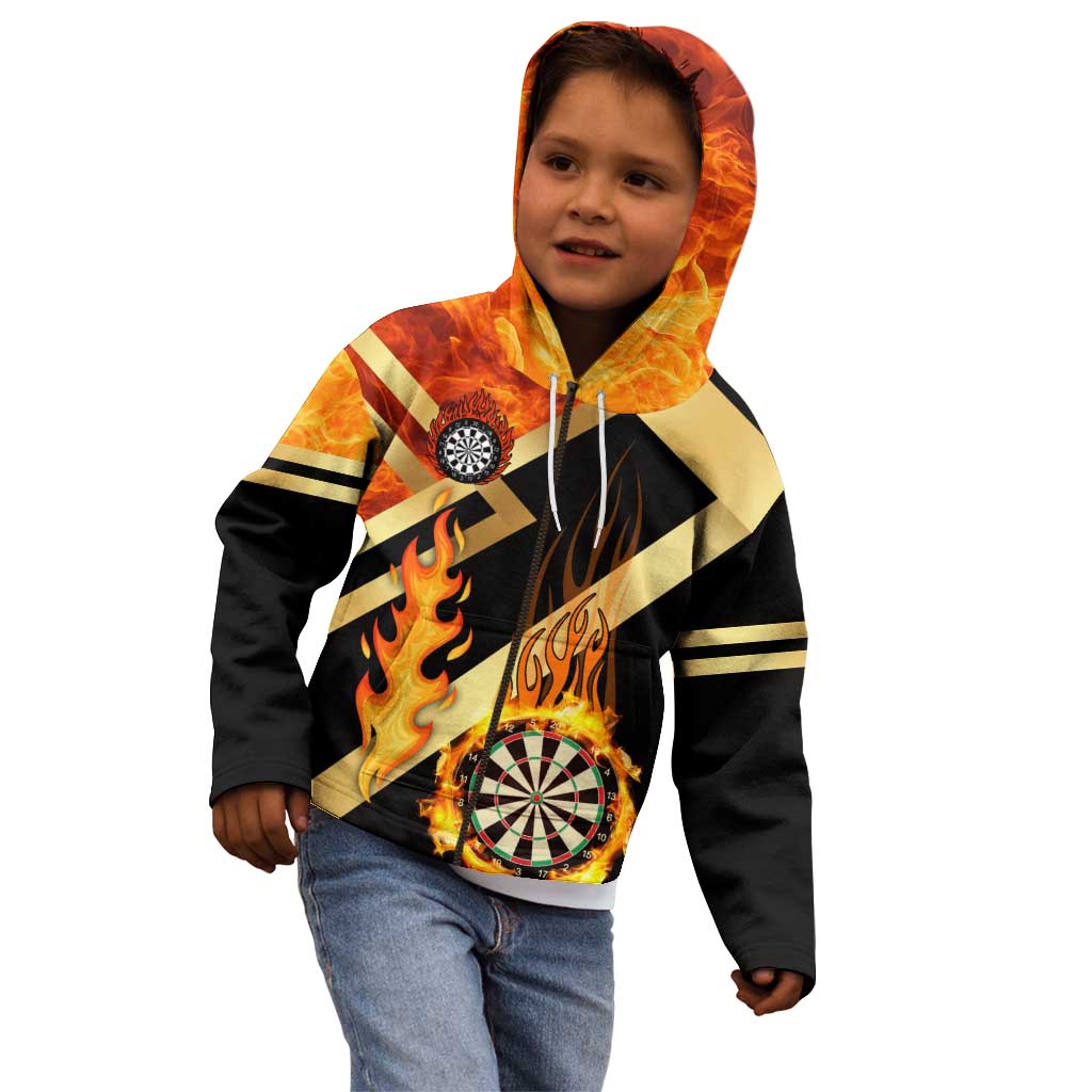 Flaming Dartboard Darts Kid Hoodie Personalized Bold Geometric Patterns - Wonder Print Shop