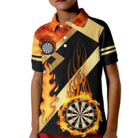 Flaming Dartboard Darts Kid Polo Shirt Personalized Bold Geometric Patterns - Wonder Print Shop