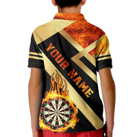 Flaming Dartboard Darts Kid Polo Shirt Personalized Bold Geometric Patterns - Wonder Print Shop