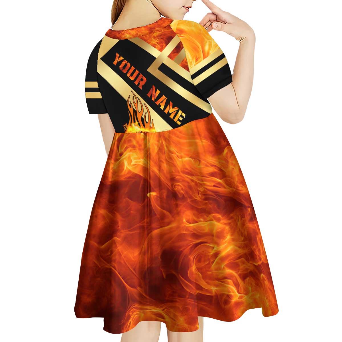 Flaming Dartboard Darts Kid Short Sleeve Dress Personalized Bold Geometric Patterns - Wonder Print Shop
