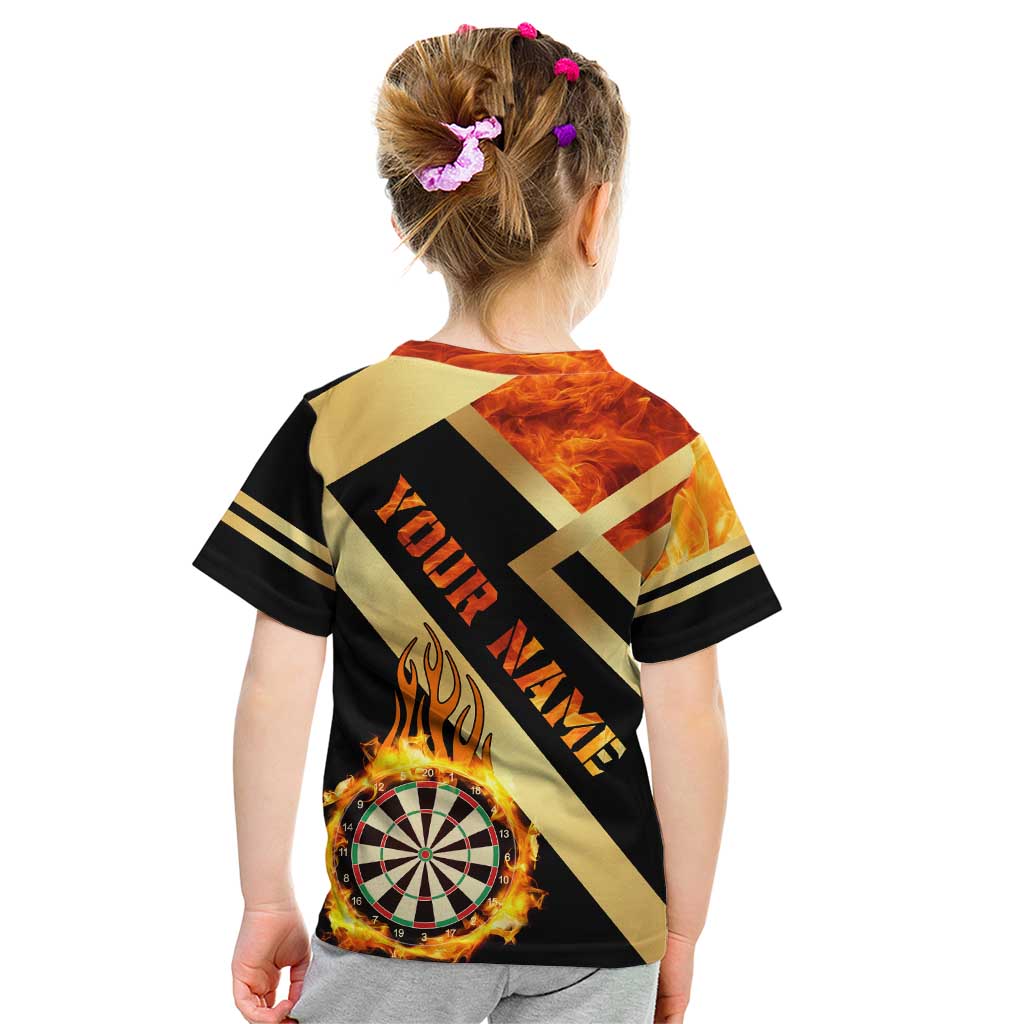 Flaming Dartboard Darts Kid T Shirt Personalized Bold Geometric Patterns - Wonder Print Shop