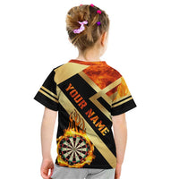 Flaming Dartboard Darts Kid T Shirt Personalized Bold Geometric Patterns - Wonder Print Shop