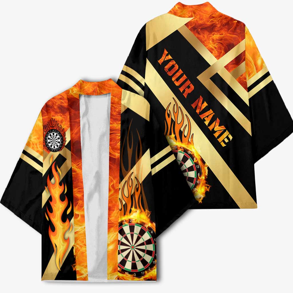 Flaming Dartboard Darts Kimono Personalized Bold Geometric Patterns - Wonder Print Shop
