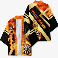 Flaming Dartboard Darts Kimono Personalized Bold Geometric Patterns - Wonder Print Shop