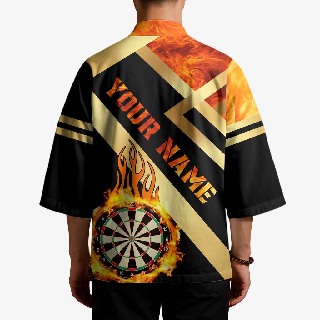 Flaming Dartboard Darts Kimono Personalized Bold Geometric Patterns - Wonder Print Shop