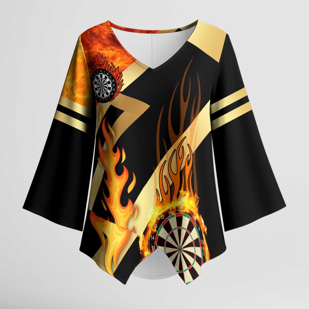 Flaming Dartboard Darts Kimono Sleeve Blouse Personalized Bold Geometric Patterns - Wonder Print Shop