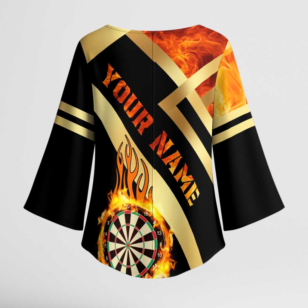 Flaming Dartboard Darts Kimono Sleeve Blouse Personalized Bold Geometric Patterns - Wonder Print Shop