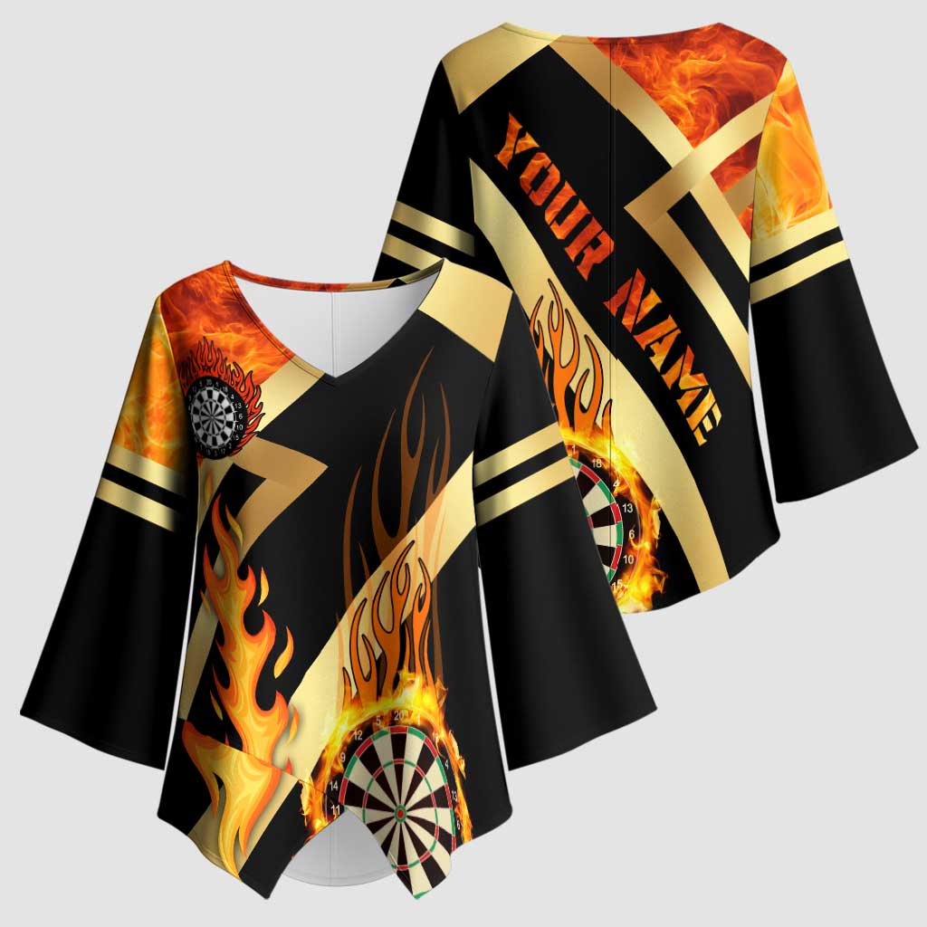 Flaming Dartboard Darts Kimono Sleeve Blouse Personalized Bold Geometric Patterns - Wonder Print Shop