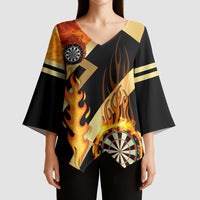 Flaming Dartboard Darts Kimono Sleeve Blouse Personalized Bold Geometric Patterns - Wonder Print Shop