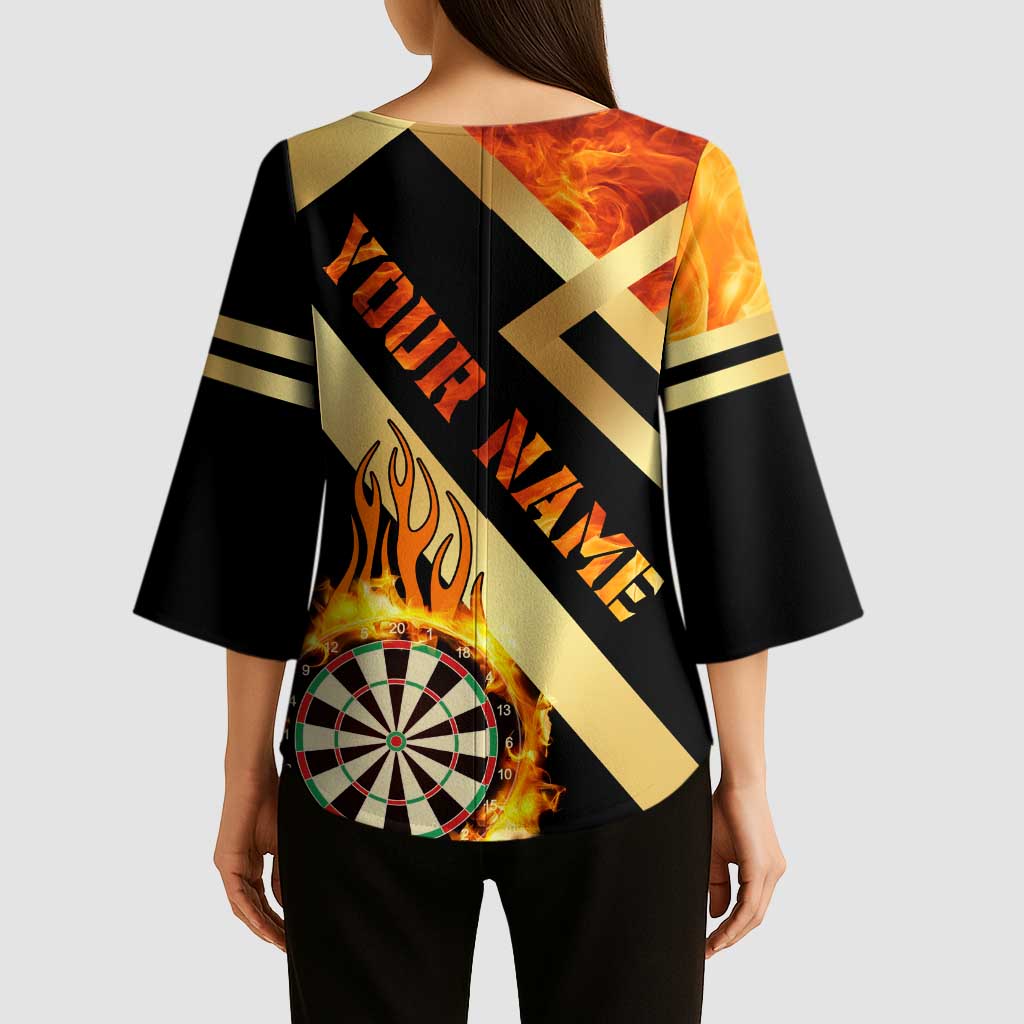 Flaming Dartboard Darts Kimono Sleeve Blouse Personalized Bold Geometric Patterns - Wonder Print Shop
