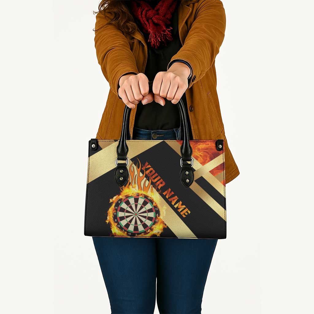 Flaming Dartboard Darts Leather Bag Personalized Bold Geometric Patterns - Wonder Print Shop