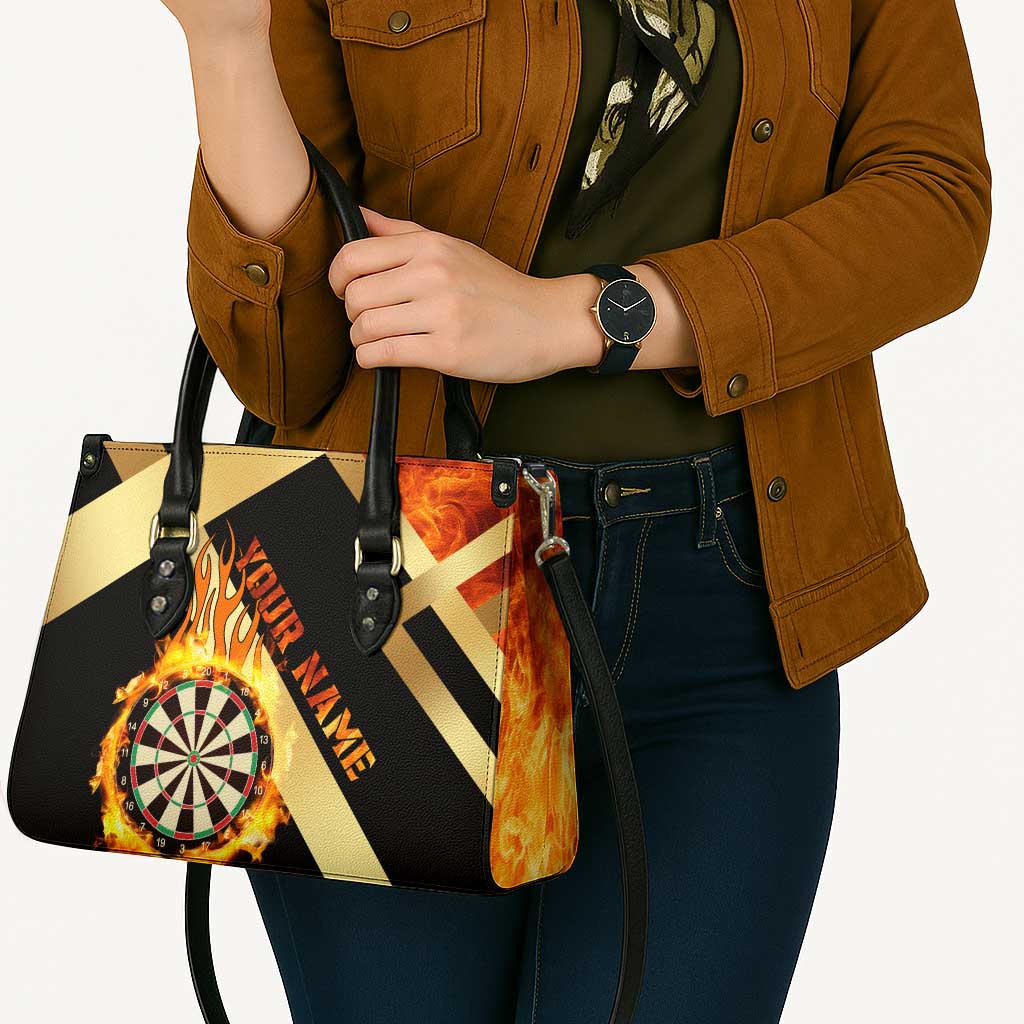 Flaming Dartboard Darts Leather Bag Personalized Bold Geometric Patterns - Wonder Print Shop