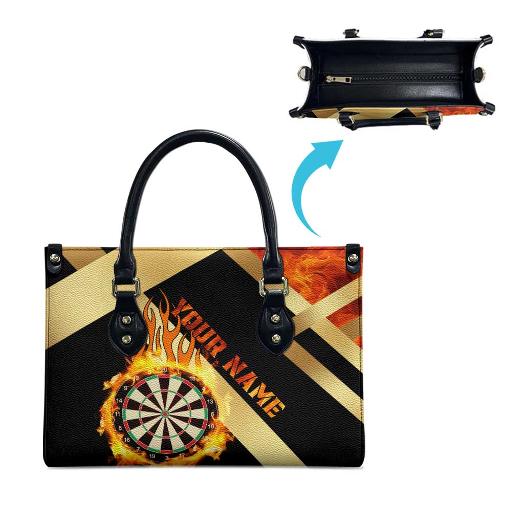 Flaming Dartboard Darts Leather Bag Personalized Bold Geometric Patterns - Wonder Print Shop