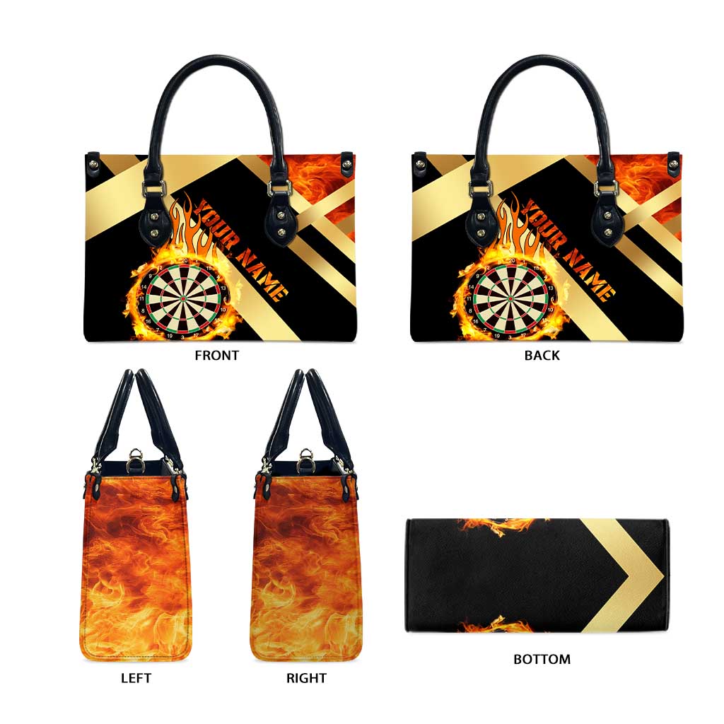 Flaming Dartboard Darts Leather Bag Personalized Bold Geometric Patterns - Wonder Print Shop