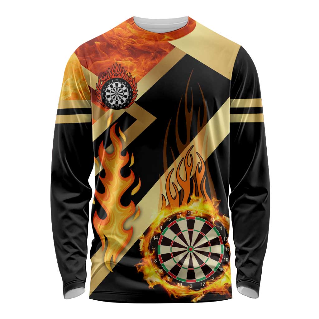 Flaming Dartboard Darts Long Sleeve Shirt Personalized Bold Geometric Patterns - Wonder Print Shop