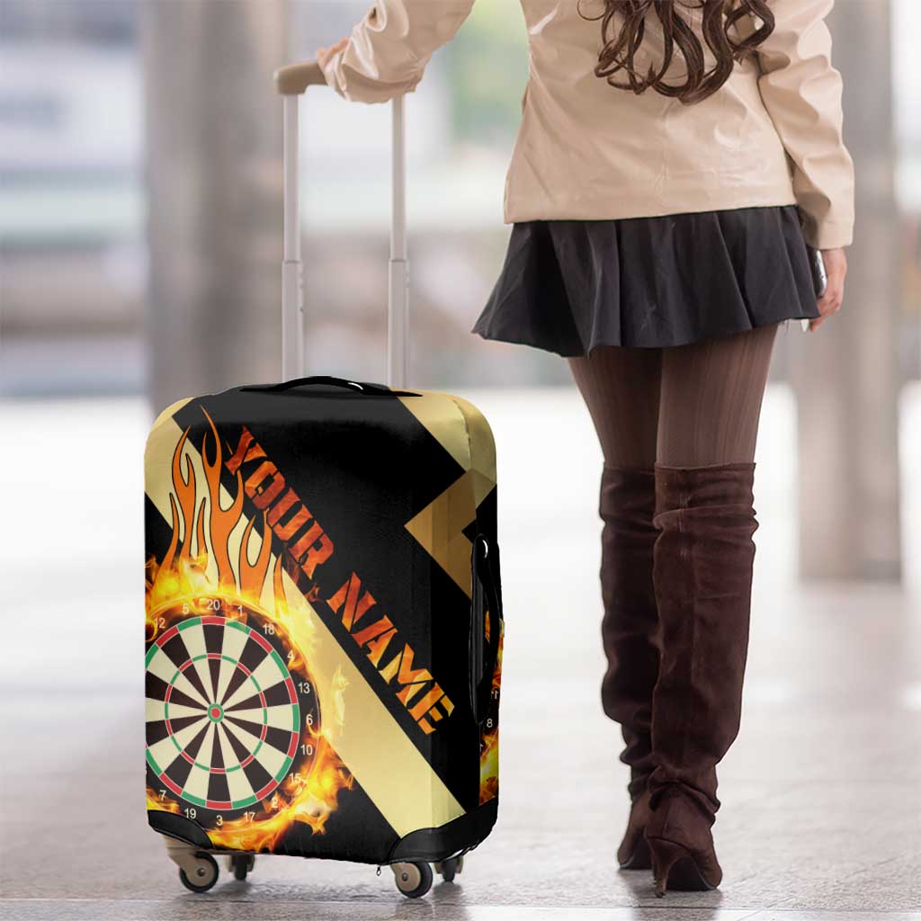 Flaming Dartboard Darts Luggage Cover Personalized Bold Geometric Patterns - Wonder Print Shop