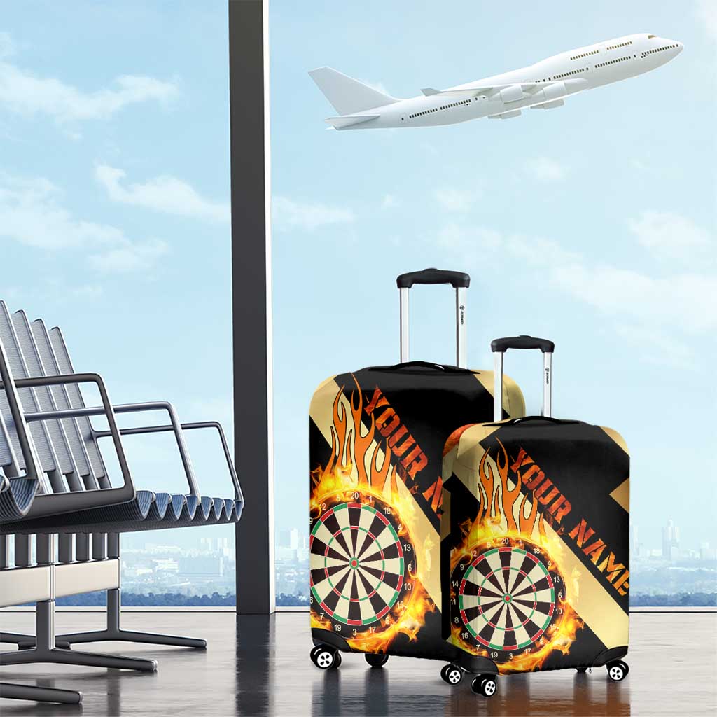 Flaming Dartboard Darts Luggage Cover Personalized Bold Geometric Patterns - Wonder Print Shop