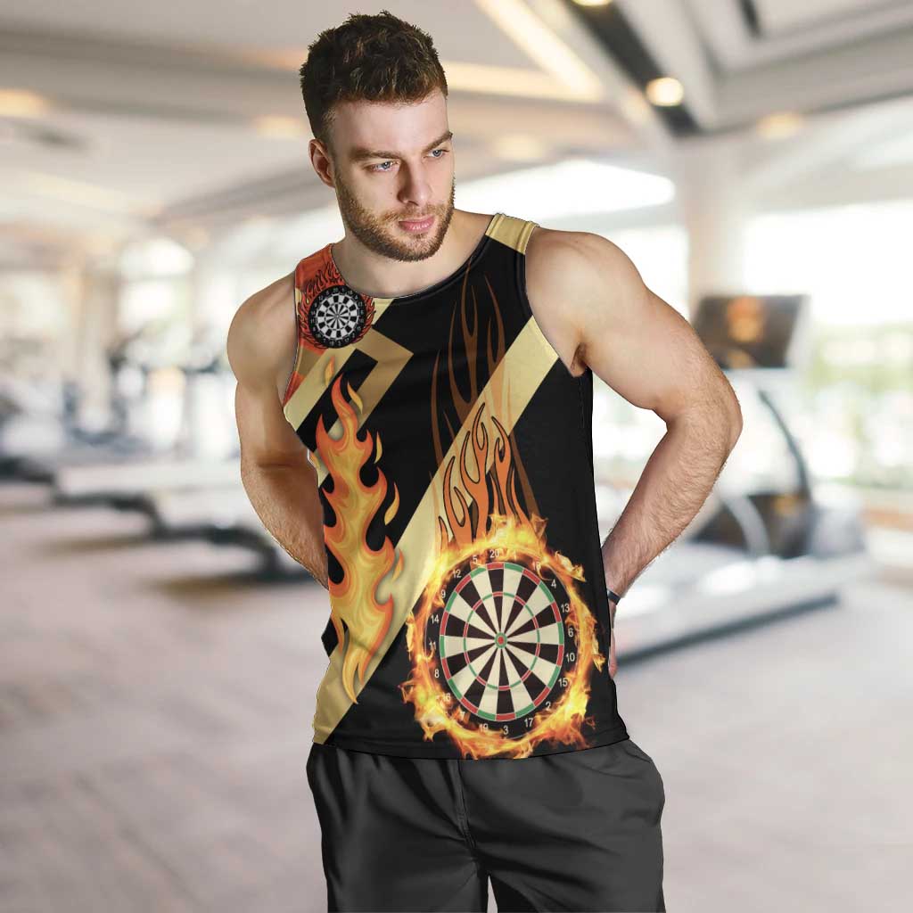 Flaming Dartboard Darts Men Tank Top Personalized Bold Geometric Patterns - Wonder Print Shop