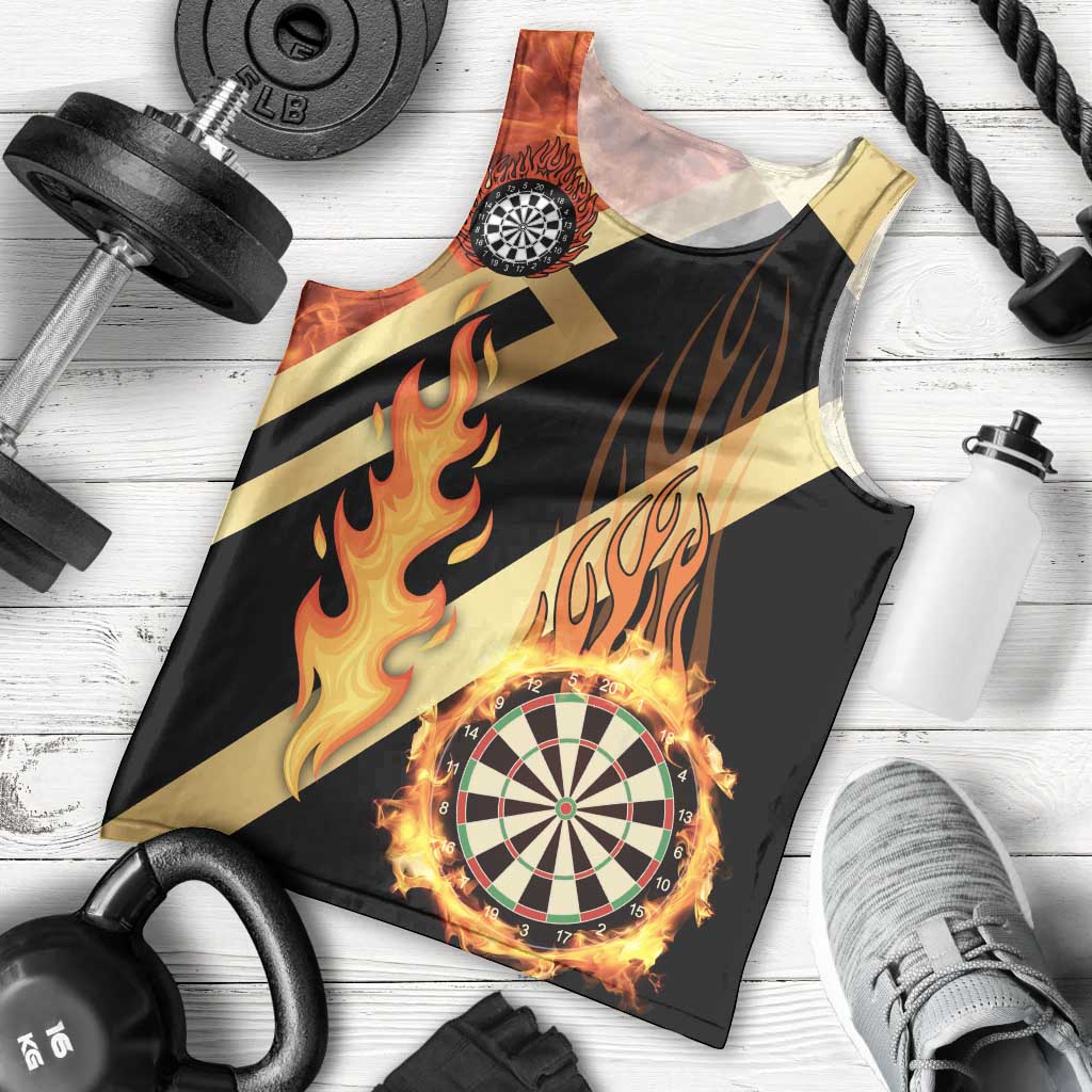 Flaming Dartboard Darts Men Tank Top Personalized Bold Geometric Patterns - Wonder Print Shop
