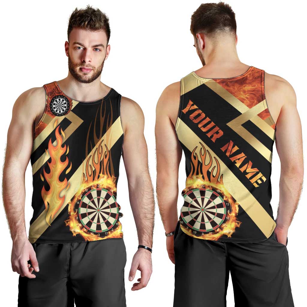 Flaming Dartboard Darts Men Tank Top Personalized Bold Geometric Patterns - Wonder Print Shop