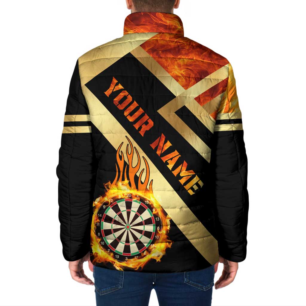 Flaming Dartboard Darts Padded Jacket Personalized Bold Geometric Patterns - Wonder Print Shop