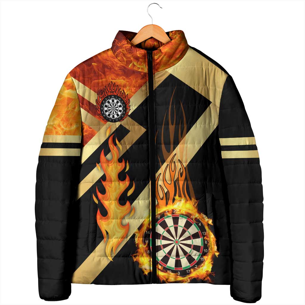 Flaming Dartboard Darts Padded Jacket Personalized Bold Geometric Patterns - Wonder Print Shop