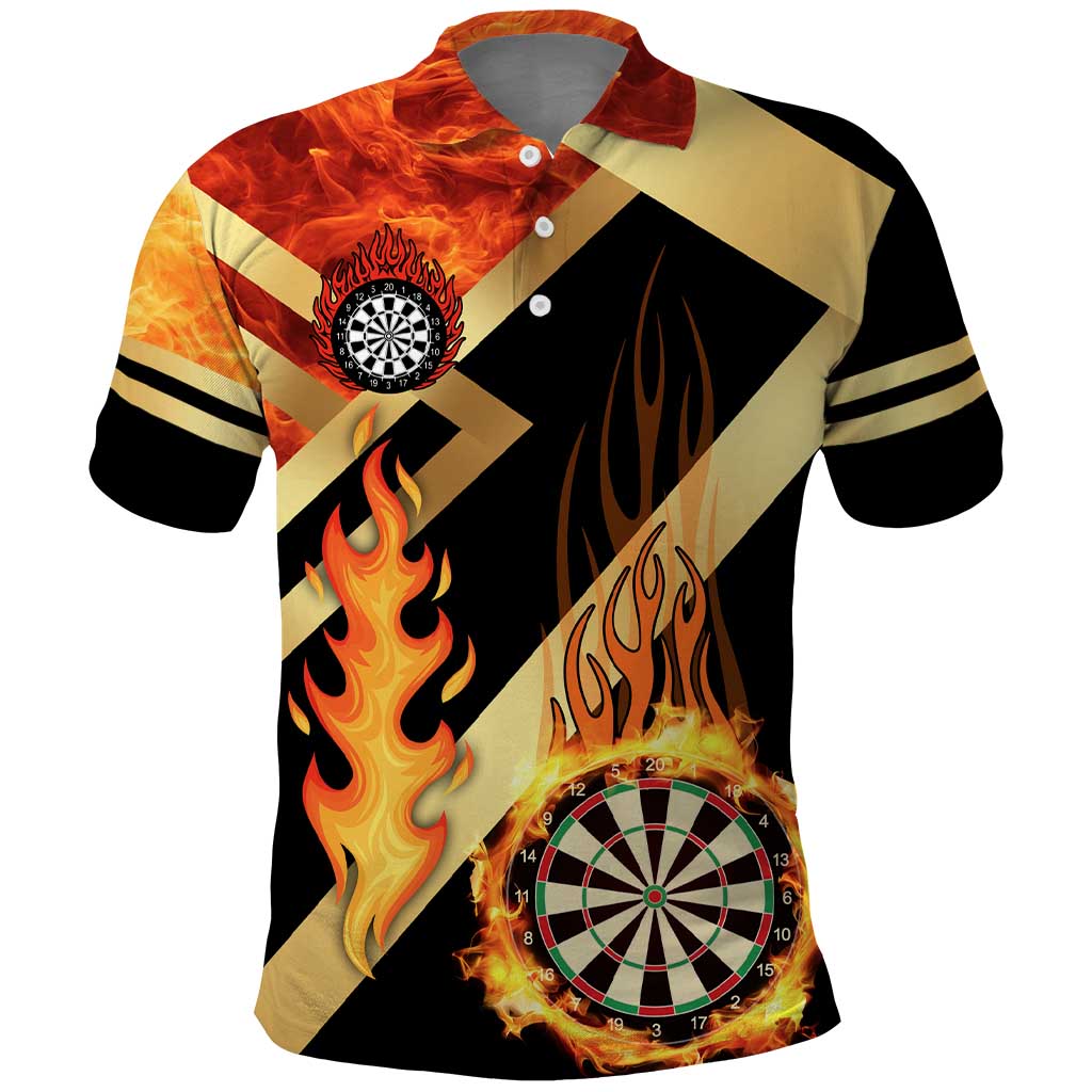 Flaming Dartboard Darts Polo Shirt Personalized Bold Geometric Patterns - Wonder Print Shop