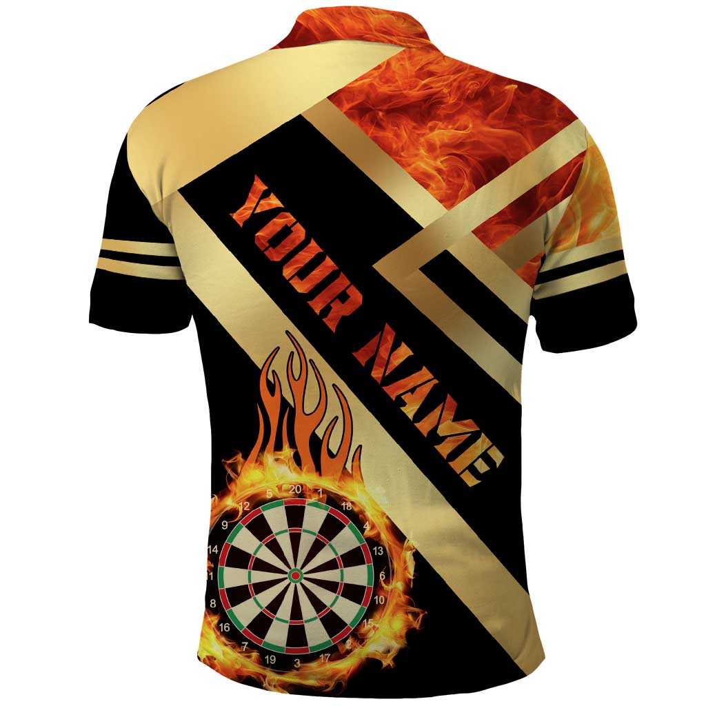 Flaming Dartboard Darts Polo Shirt Personalized Bold Geometric Patterns - Wonder Print Shop