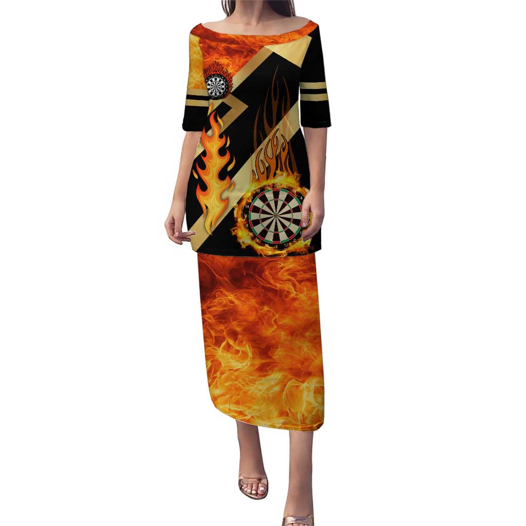 Flaming Dartboard Darts Puletasi Personalized Bold Geometric Patterns - Wonder Print Shop