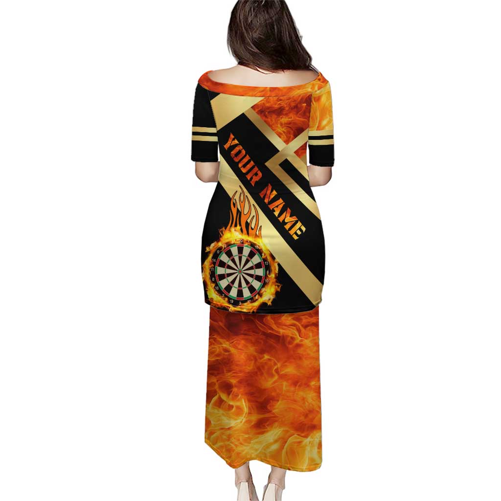 Flaming Dartboard Darts Puletasi Personalized Bold Geometric Patterns - Wonder Print Shop