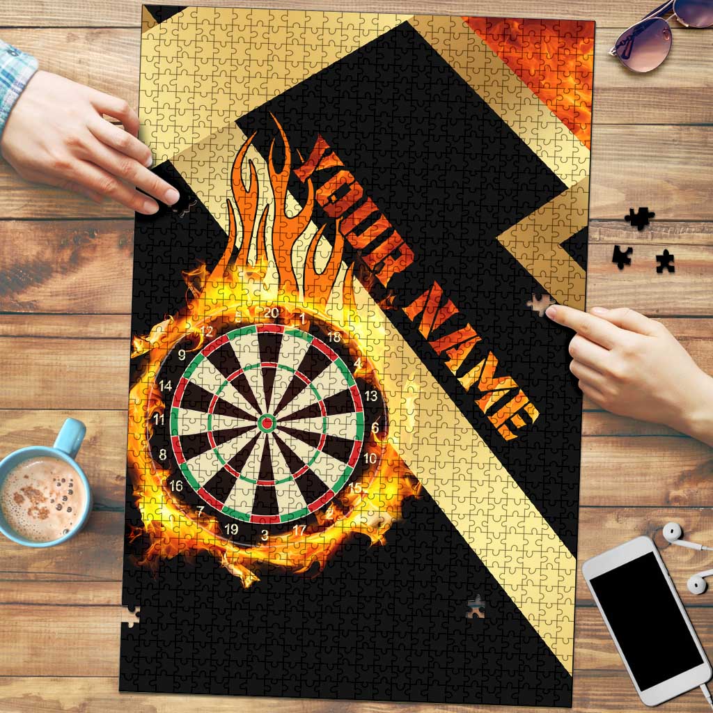 Flaming Dartboard Darts Puzzle Personalized Bold Geometric Patterns - Wonder Print Shop